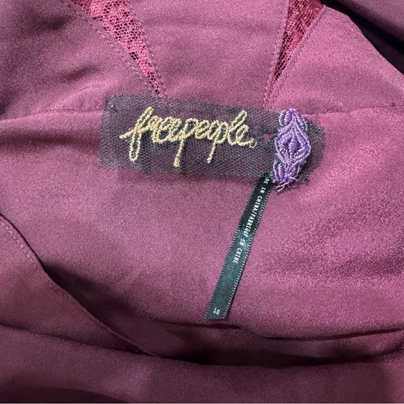 FREE PEOPLE “Dove Dress” Partial sheer Lace Drop waist tiered Skirt Size 10 GUC - Picture 12 of 16